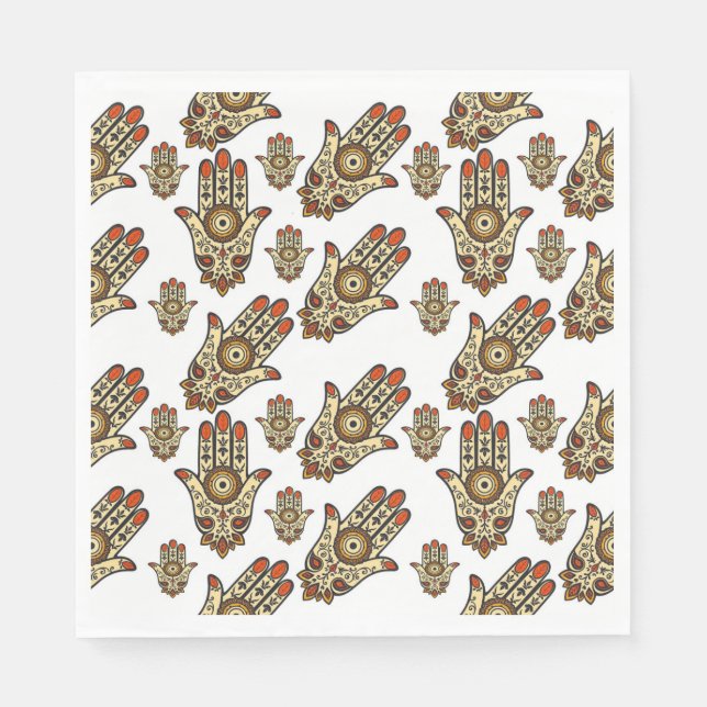 Abstract Hamsa Amulet (Hand of Fatima) Pattern Napkins (Front)