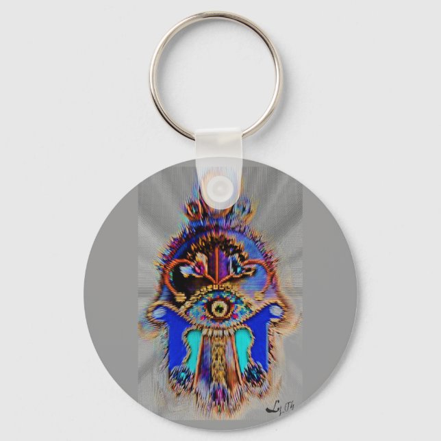 ABSTRACT HAMSA BY LIZ LOZ KEYCHAIN (Front)