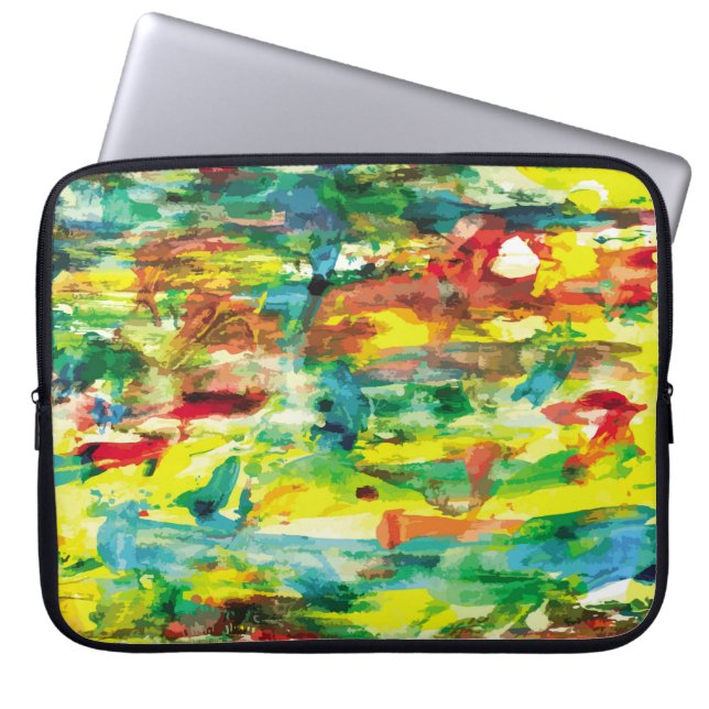  abstract hand draw oil painting composition. colo laptop sleeve (Front)