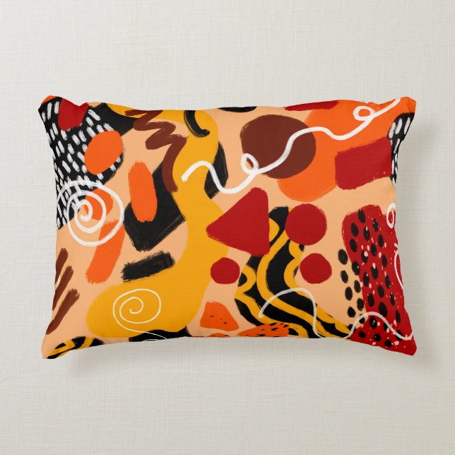 Abstract Hand Drawing Geometric Shapes Brush Strok Accent Pillow (Front)
