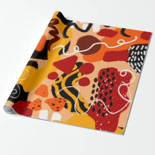 Abstract Hand Drawing Geometric Shapes Brush Strok Wrapping Paper