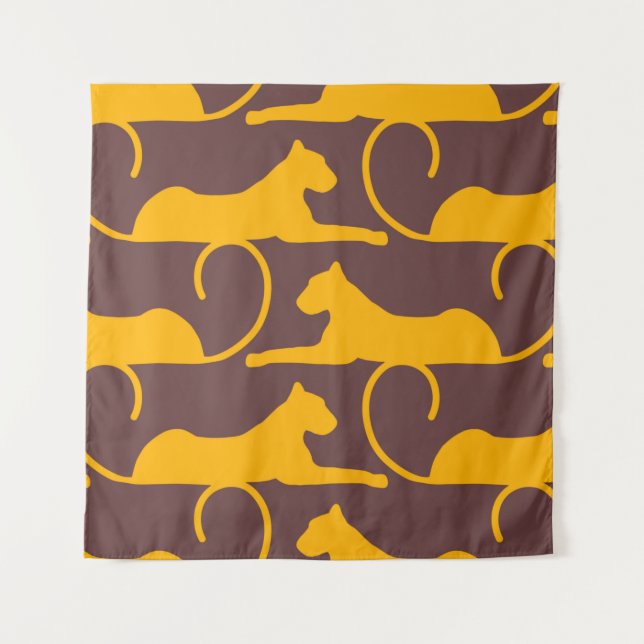 Abstract Hand Drawing Leopard Cheetah Panther Cat  Tapestry (Front)