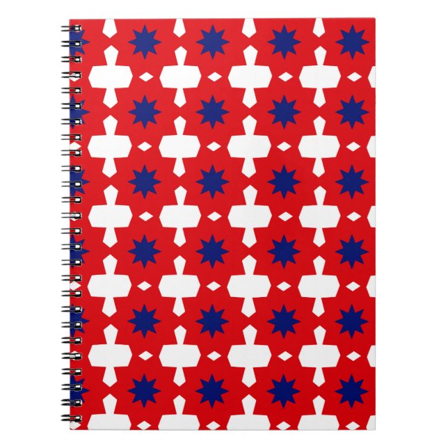 Abstract Hand Drawing Retro 70s Geometric Tile Cer Notebook (Front)
