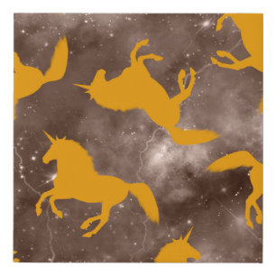 Abstract Hand Drawing Unicorn Horses Seamless Patt Faux Canvas Print