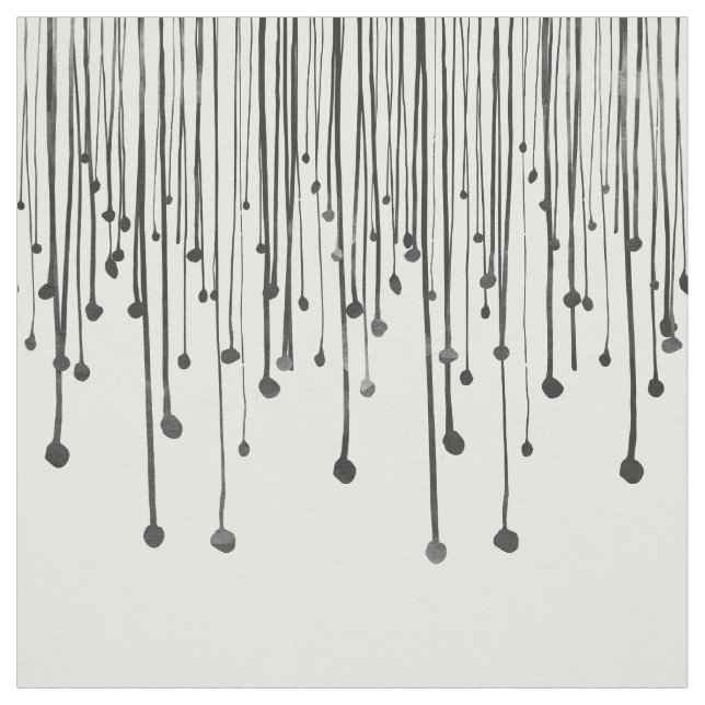 Abstract hand drawn black white water drops fabric (Swatch)