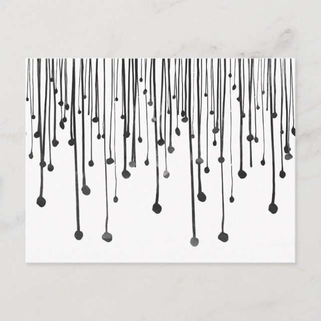 Abstract hand drawn black white water drops postcard (Front)