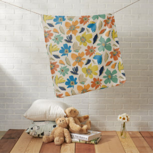 Abstract Hand-Drawn Boho Floral Pattern Baby Blanket