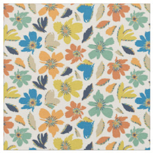 Abstract Hand-Drawn Boho Floral Pattern  Fabric