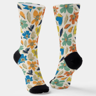 Abstract Hand-Drawn Boho Floral Pattern Socks