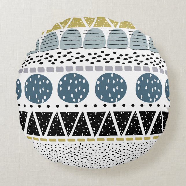Abstract hand drawn, creative vintage texture. round pillow (Front)