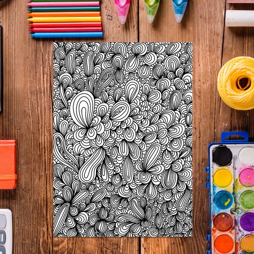 Abstract Hand Drawn Doodle Art Coloring Page  Poster