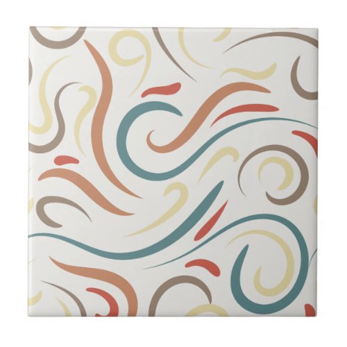 Abstract Hand Drawn Doodle Thin Line Wavy Seamless Ceramic Tile
