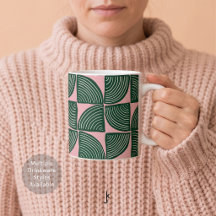 Abstract Hand Drawn Geometric Pattern Pink Green