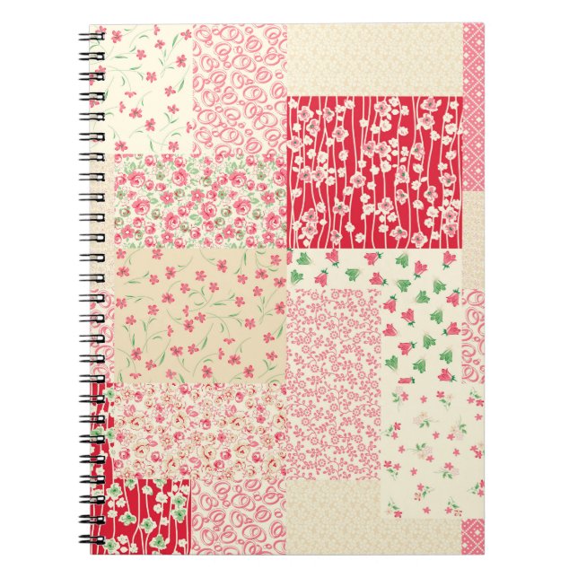 abstract hand drawn seamless patchwork pattern wit notebook (Front)