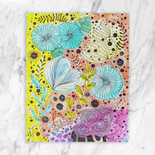 Abstract Hand-Drawn Sketch Flower Leaf Garden Jigsaw Puzzle