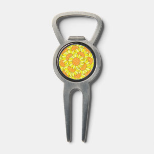 Abstract Hand Drawn Sunflower Pattern Divot Tool
