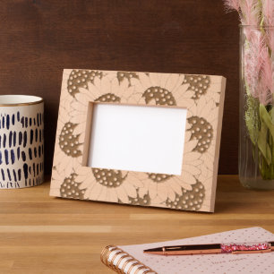 Abstract Hand Drawn Sunflower Pattern Engraved Frames