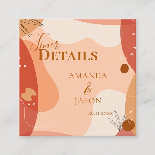 Abstract Hand Drawn Terracotta Design Wedding Enclosure Card