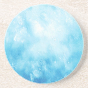 Abstract Hand Drawn Watercolor Background: Blue Drink Coaster