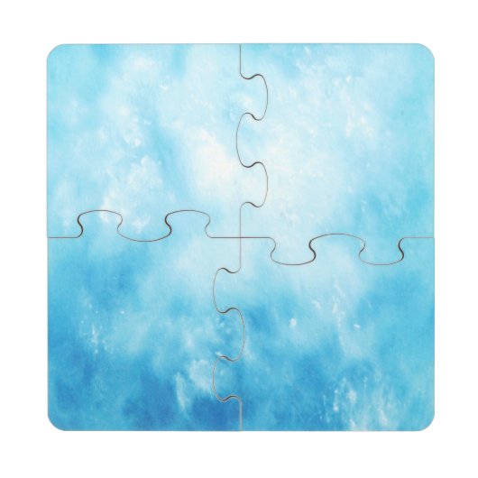 Abstract Hand Drawn Watercolor Background: Blue Puzzle Coaster (Front)