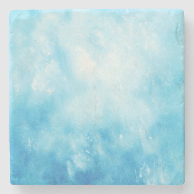 Abstract Hand Drawn Watercolor Background: Blue Stone Coaster (Front)
