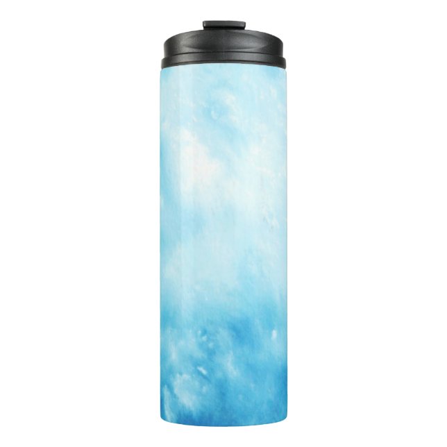 Abstract Hand Drawn Watercolor Background: Blue Thermal Tumbler (Front)