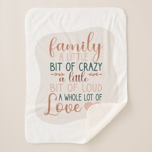 Abstract Hand Lettered Terracotta Family Quote Sherpa Blanket