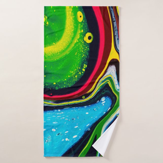 Abstract hand painted background, liquid acrylic p bath towel (Bath Towel)