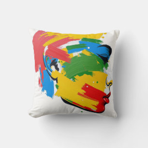 Abstract Hand-Painted Modern Feminism Throw Pillow