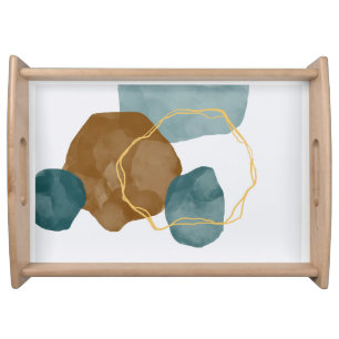 Abstract hand painted serving tray