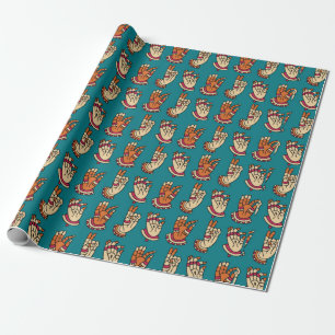 Abstract hand print art, finger print, hand impres wrapping paper