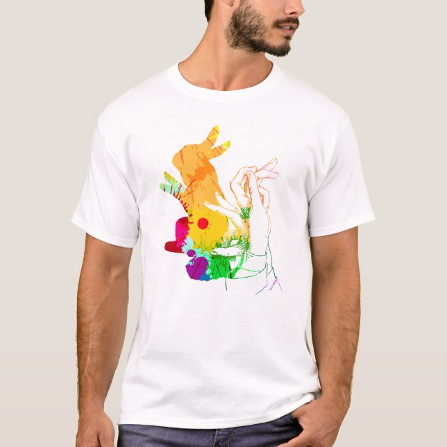 Abstract Hand Shadow Puppet Design T-Shirt (Front)