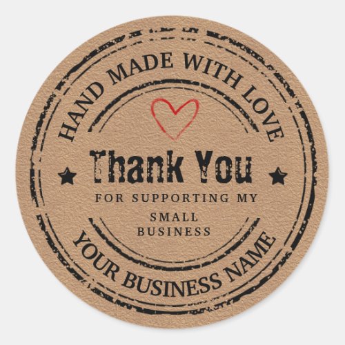 Abstract handmade with love  thank you  classic r classic round sticker