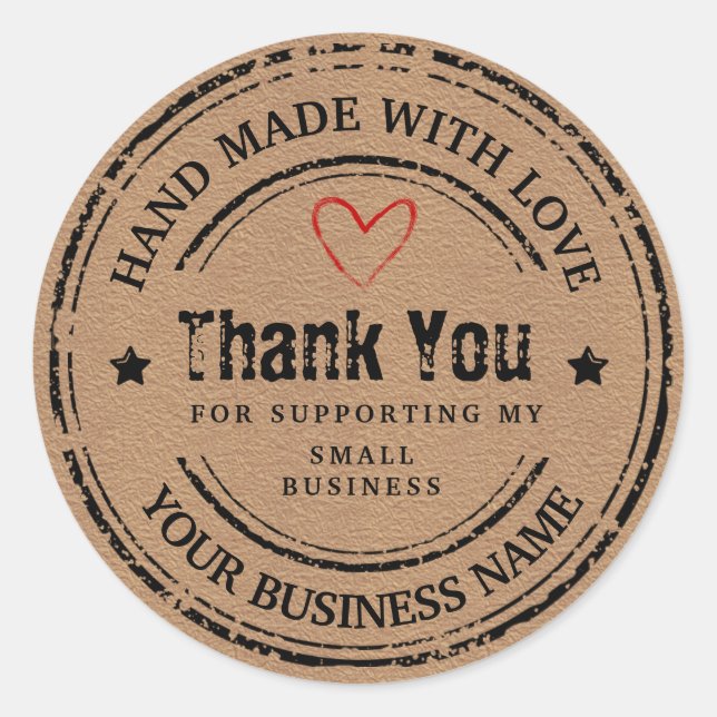 Abstract handmade with love | thank you  classic r classic round sticker (Front)