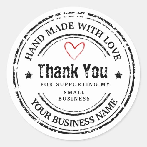 Abstract handmade with love  thank you classic round sticker
