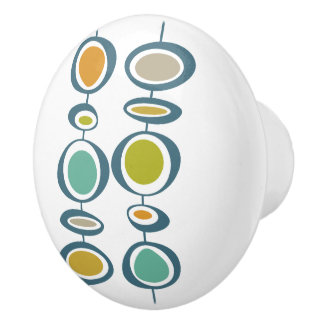 Abstract Hanging Circles Mid Century Modern Ceramic Knob