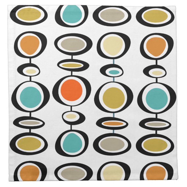 Abstract Hanging Circles Mid Century Modern Cloth Napkin (Front)