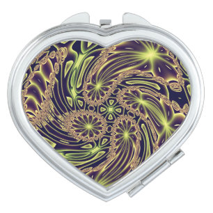 Abstract Happy Dance Neon Gold Fractal Art Makeup Mirror