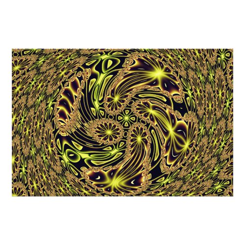 Abstract Happy Dance Neon Gold Fractal Art Photo Print