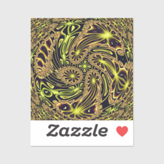 Abstract Happy Dance Neon Gold Fractal Art Sticker