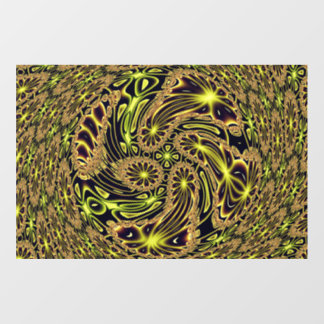 Abstract Happy Dance Neon Gold Fractal Art Wall Decal