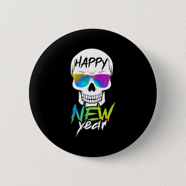 Abstract Happy New Skull Year  Button (Front)