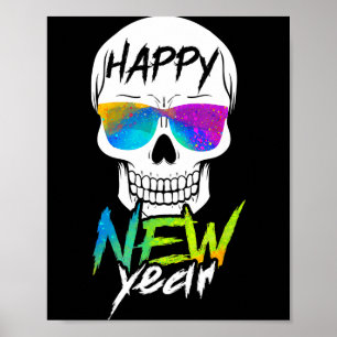 Abstract Happy New Skull Year  Poster