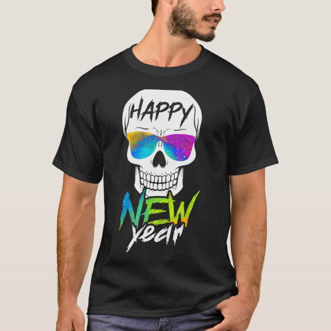 Abstract Happy New Skull Year  T-Shirt (Front)