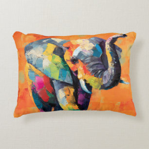 Abstract Happy Rainbow Elephant Accent Pillow