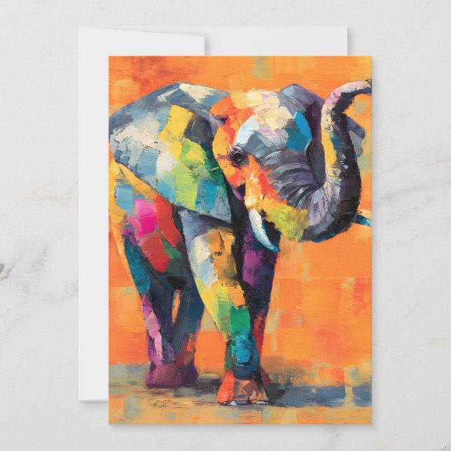 Abstract Happy Rainbow Elephant Announcement (Front)