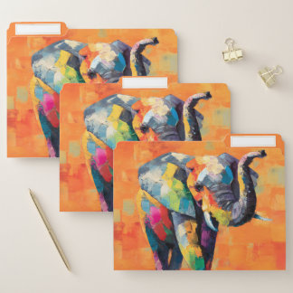 Abstract Happy Rainbow Elephant File Folder