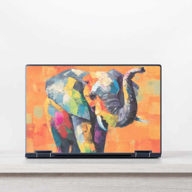 Abstract Happy Rainbow Elephant HP Laptop Skin (Front)
