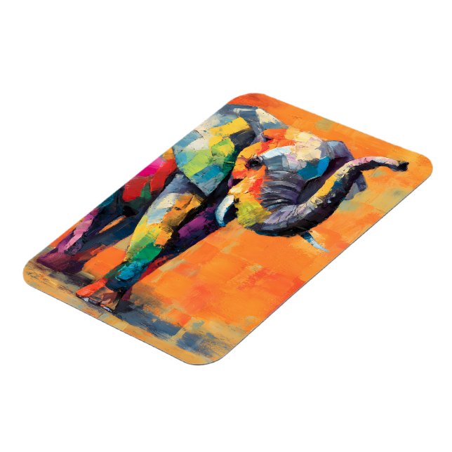 Abstract Happy Rainbow Elephant Magnet (Left Side)