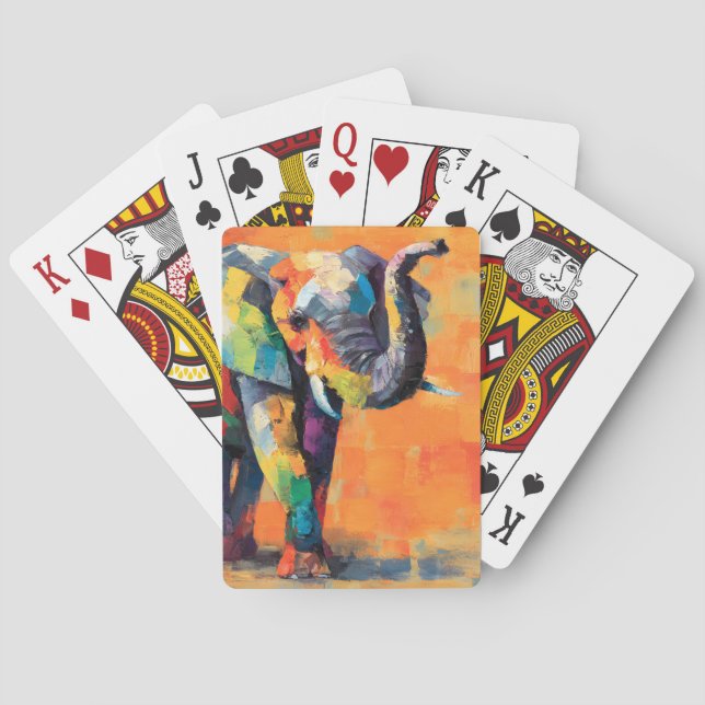 Abstract Happy Rainbow Elephant Poker Cards (Back)